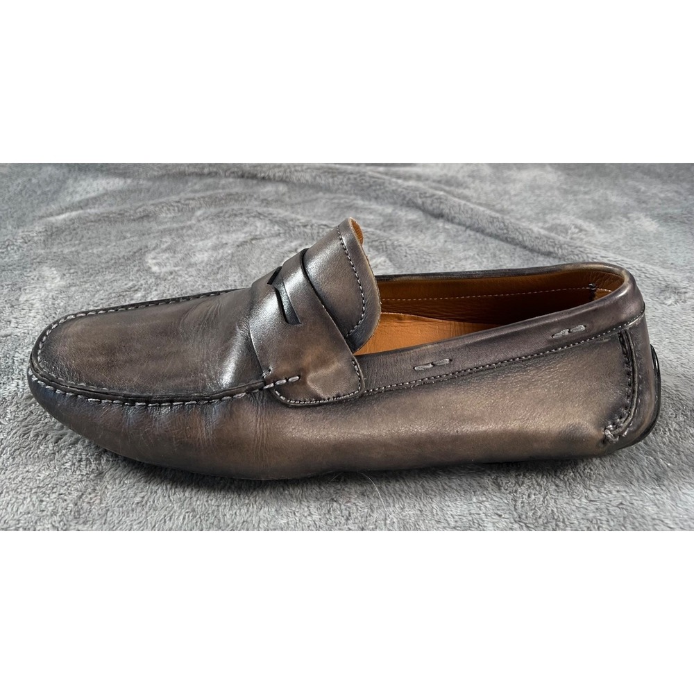 Magnanni Dylan Loafer Driving Shoes 8.5 Gray Hand Burnished Leather Slip On